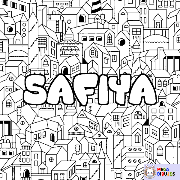 Coloración del nombre SAFIYA - decorado ciudad