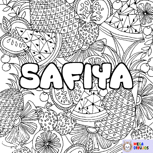 Coloración del nombre SAFIYA - decorado mandala de frutas