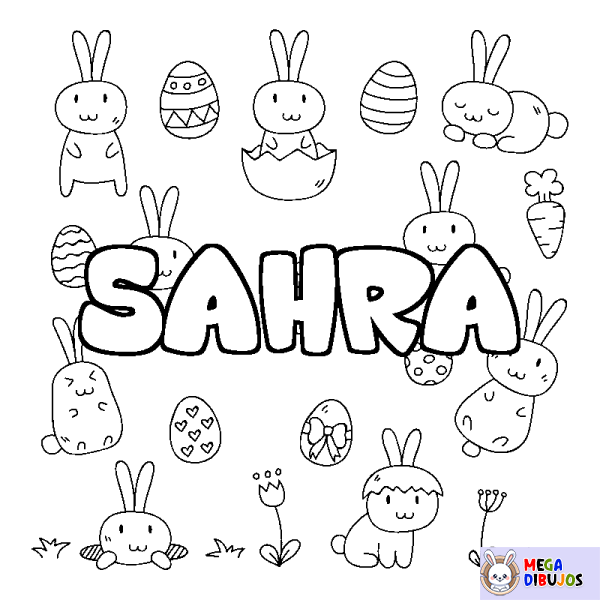 Coloración del nombre SAHRA - decorado Pascua