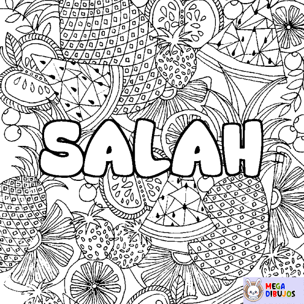 Coloración del nombre SALAH - decorado mandala de frutas