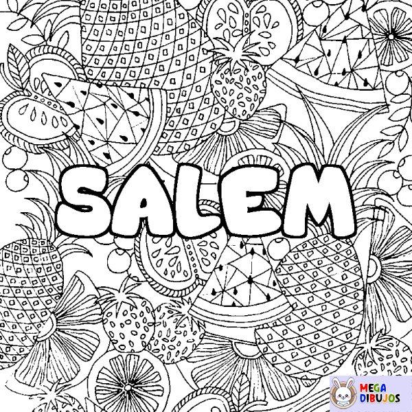 Coloración del nombre SALEM - decorado mandala de frutas