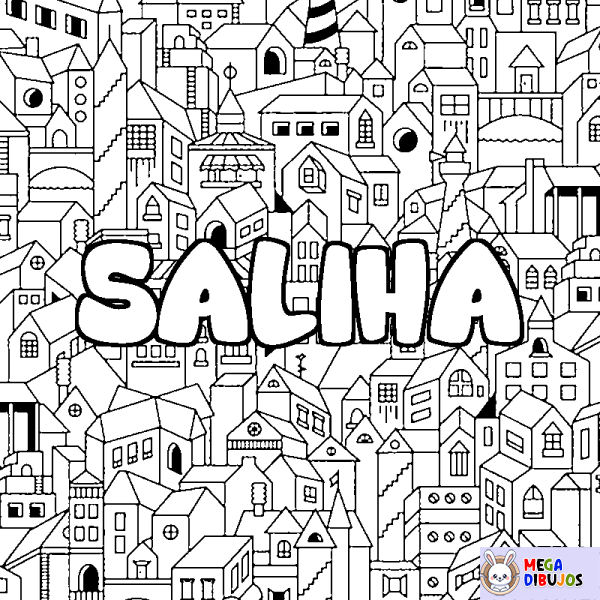 Coloración del nombre SALIHA - decorado ciudad