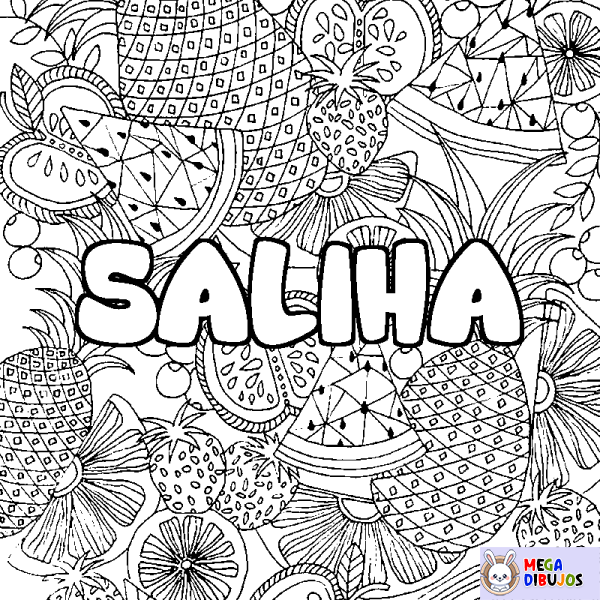 Coloración del nombre SALIHA - decorado mandala de frutas