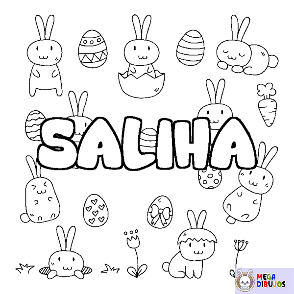 Coloración del nombre SALIHA - decorado Pascua