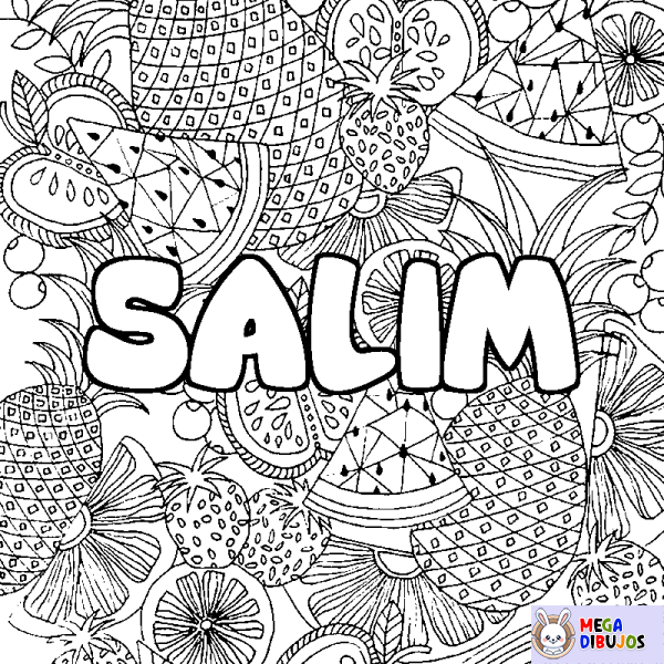 Coloración del nombre SALIM - decorado mandala de frutas