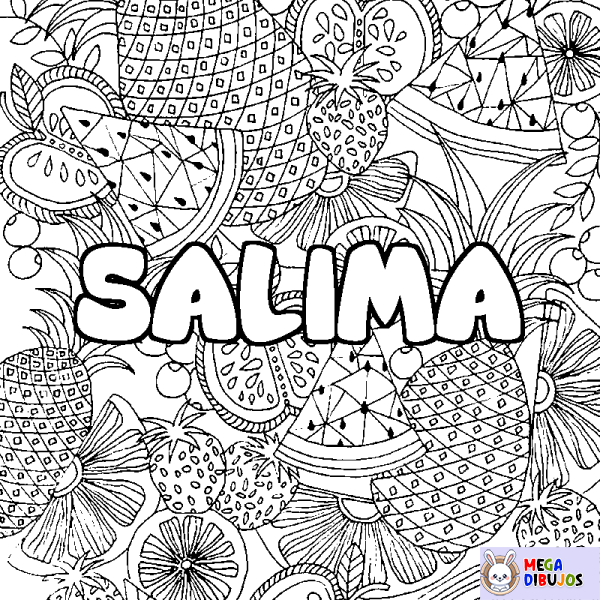 Coloración del nombre SALIMA - decorado mandala de frutas