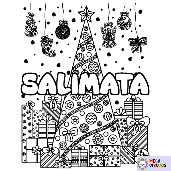 Coloración del nombre SALIMATA - decorado &aacute;rbol de Navidad y regalos