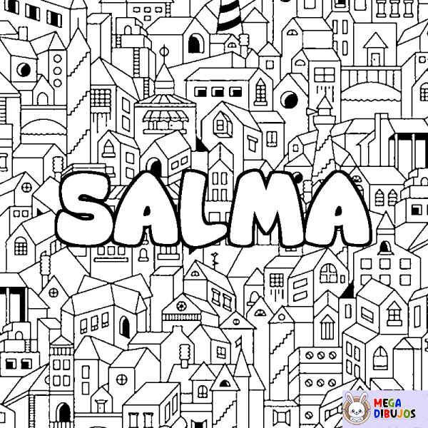 Coloración del nombre SALMA - decorado ciudad