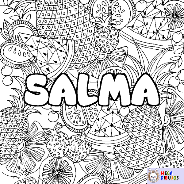 Coloración del nombre SALMA - decorado mandala de frutas