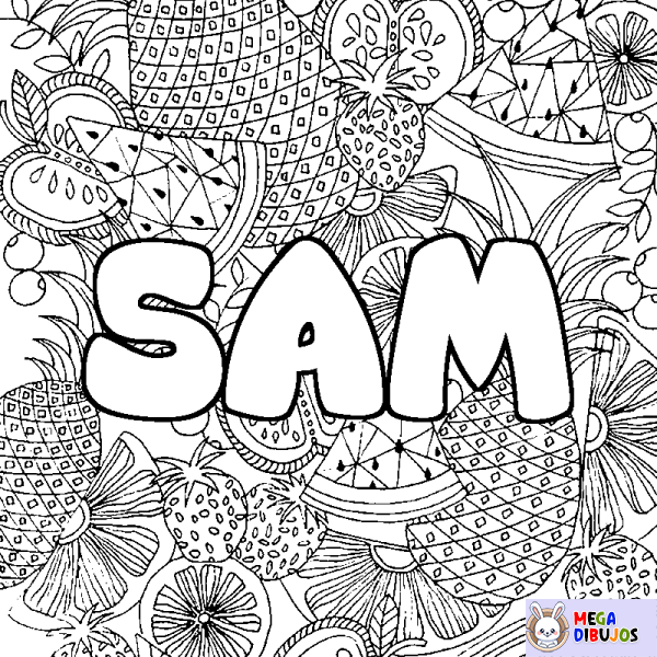 Coloración del nombre SAM - decorado mandala de frutas