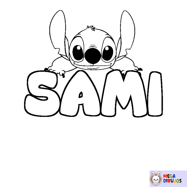 Coloración del nombre SAMI - decorado Stitch