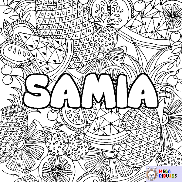 Coloración del nombre SAMIA - decorado mandala de frutas