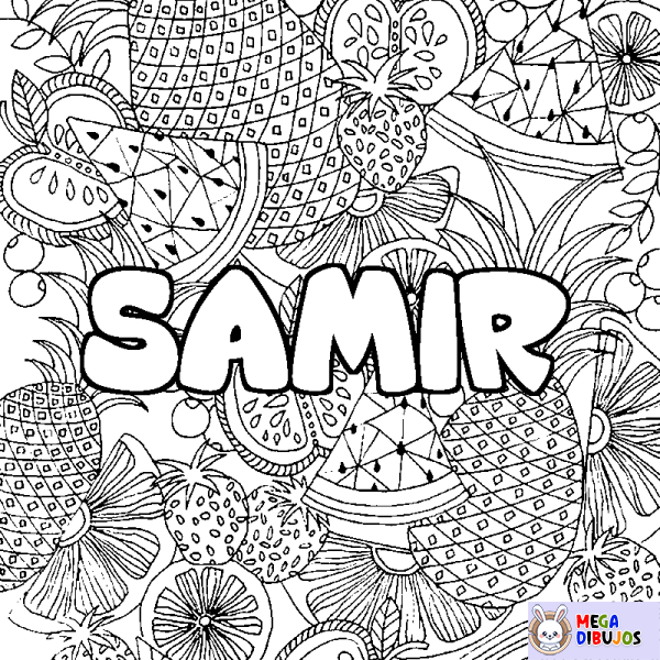 Coloración del nombre SAMIR - decorado mandala de frutas