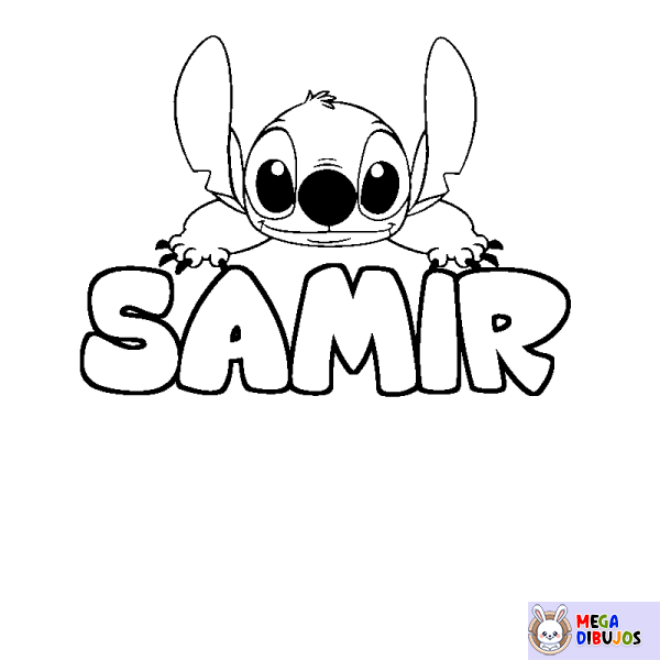 Coloración del nombre SAMIR - decorado Stitch