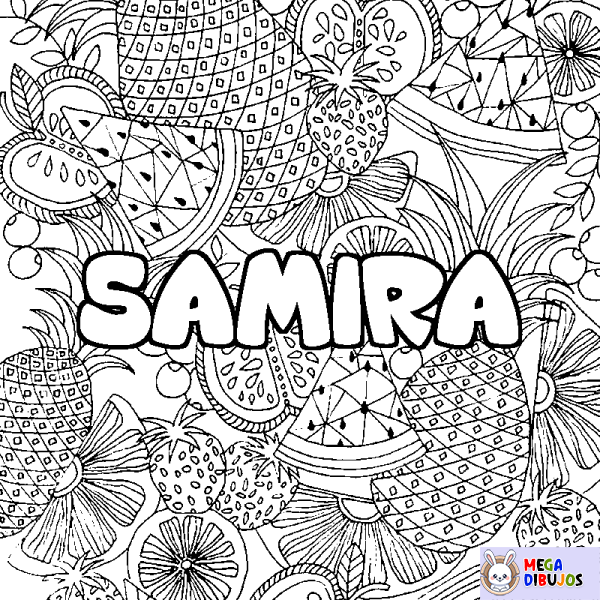 Coloración del nombre SAMIRA - decorado mandala de frutas