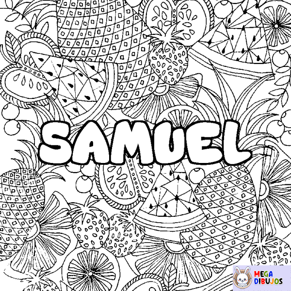 Coloración del nombre SAMUEL - decorado mandala de frutas