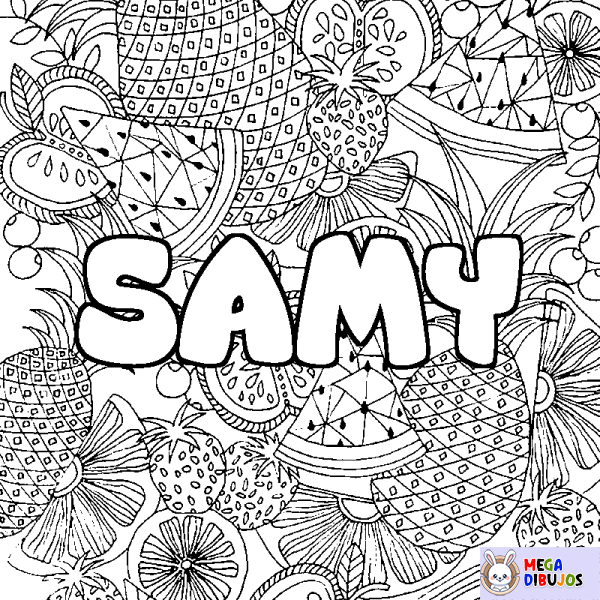 Coloración del nombre SAMY - decorado mandala de frutas