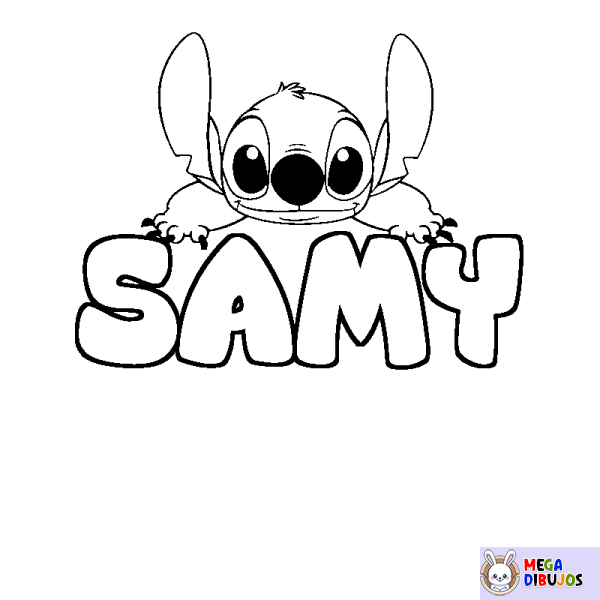 Coloración del nombre SAMY - decorado Stitch