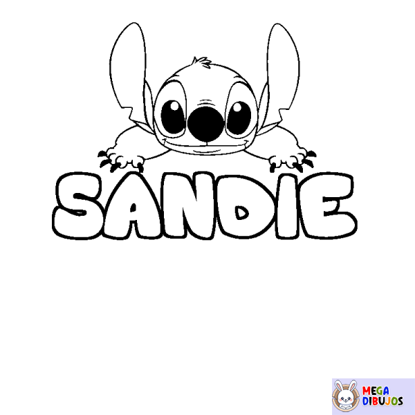 Coloración del nombre SANDIE - decorado Stitch