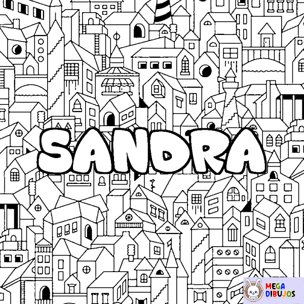 Coloración del nombre SANDRA - decorado ciudad