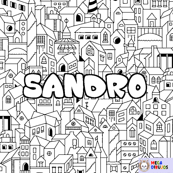 Coloración del nombre SANDRO - decorado ciudad