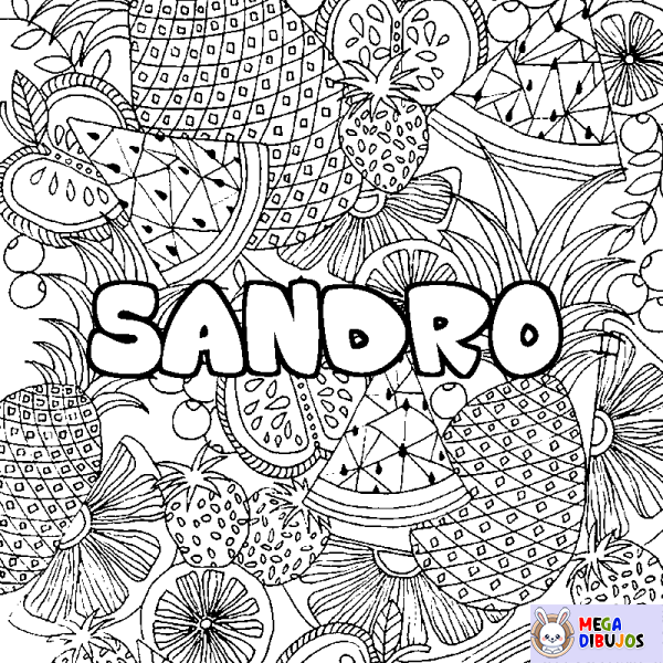 Coloración del nombre SANDRO - decorado mandala de frutas