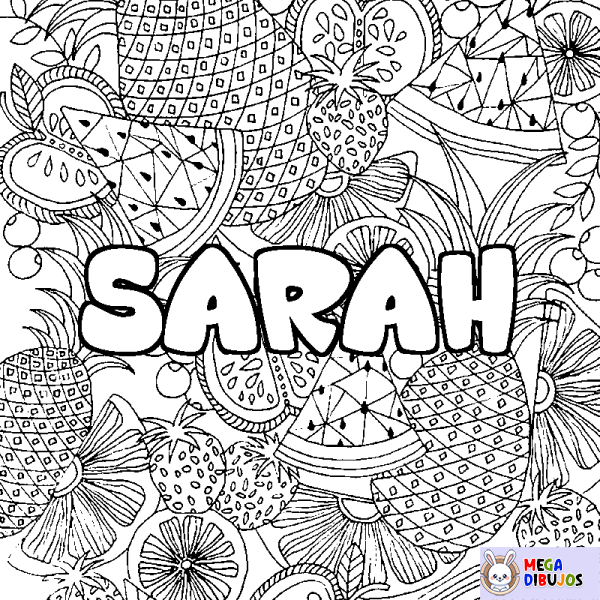 Coloración del nombre SARAH - decorado mandala de frutas