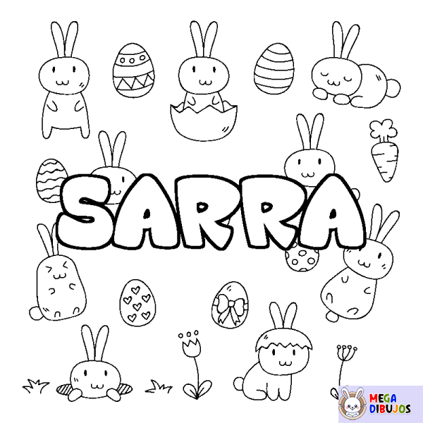 Coloración del nombre SARRA - decorado Pascua