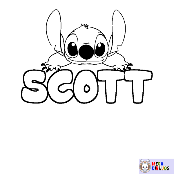 Coloración del nombre SCOTT - decorado Stitch