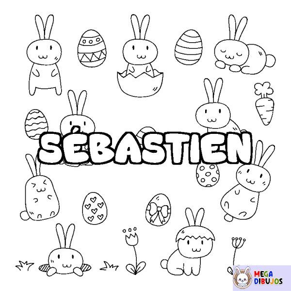 Coloración del nombre S&Eacute;BASTIEN - decorado Pascua