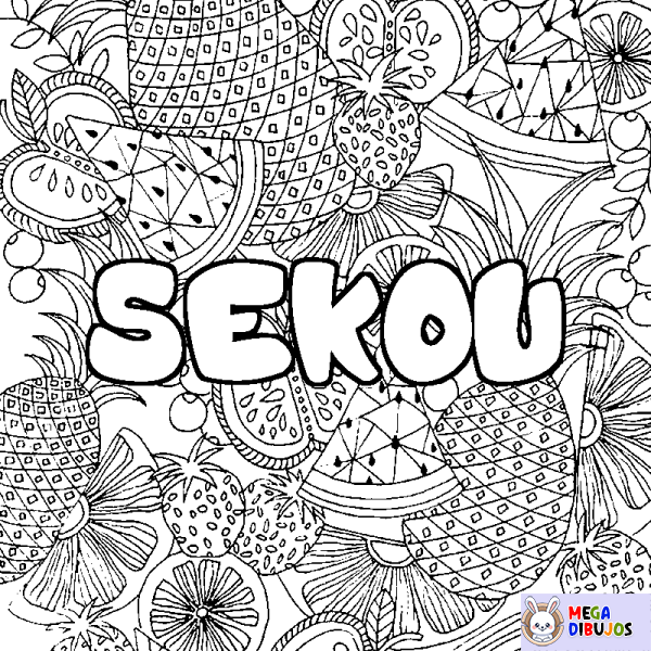 Coloración del nombre SEKOU - decorado mandala de frutas