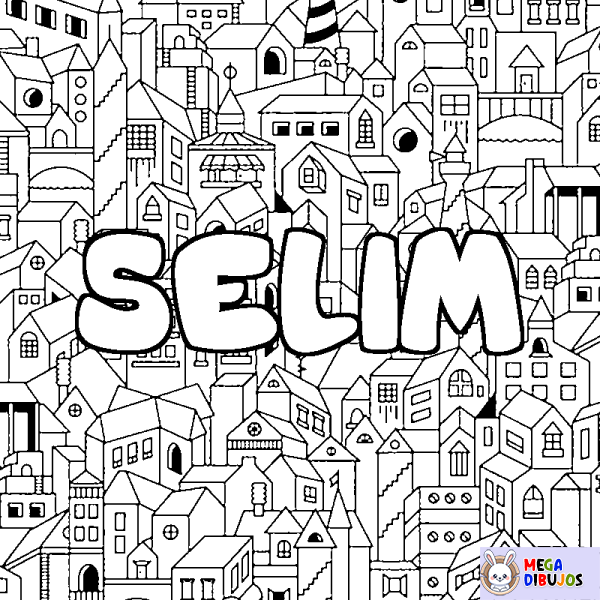 Coloración del nombre SELIM - decorado ciudad