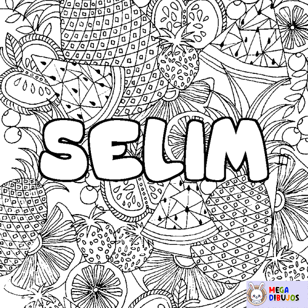 Coloración del nombre SELIM - decorado mandala de frutas