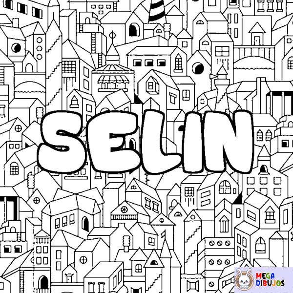 Coloración del nombre SELIN - decorado ciudad