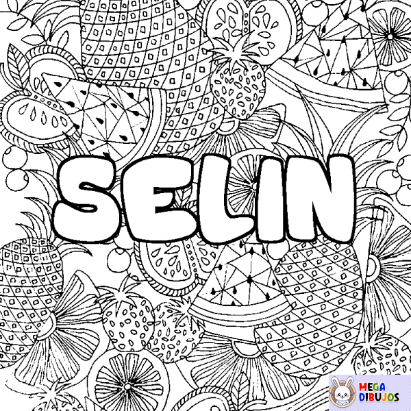 Coloración del nombre SELIN - decorado mandala de frutas