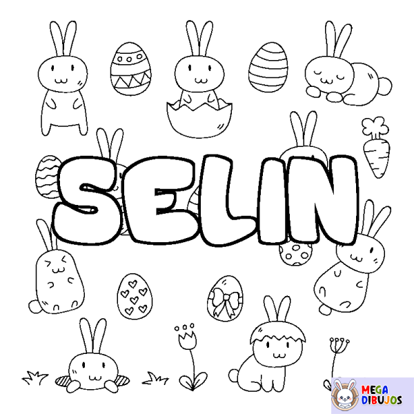 Coloración del nombre SELIN - decorado Pascua