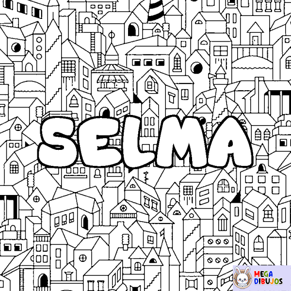 Coloración del nombre SELMA - decorado ciudad