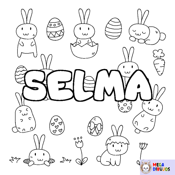 Coloración del nombre SELMA - decorado Pascua