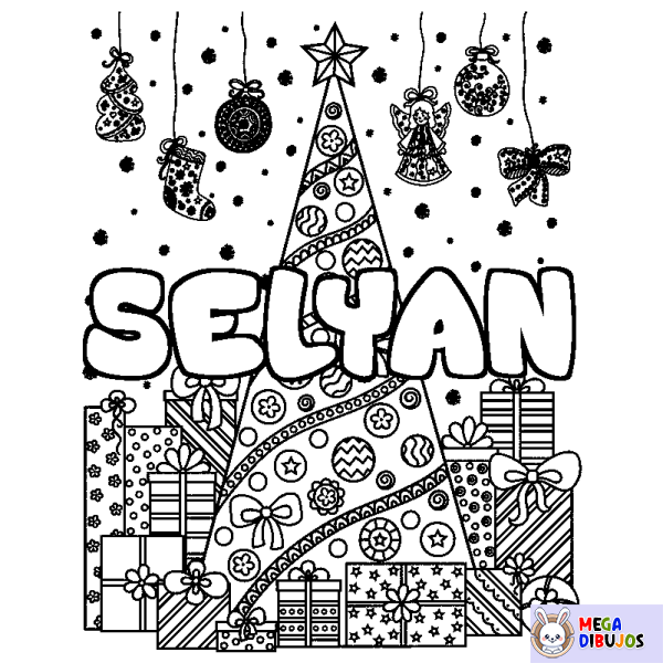 Coloración del nombre SELYAN - decorado &aacute;rbol de Navidad y regalos