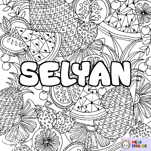 Coloración del nombre SELYAN - decorado mandala de frutas