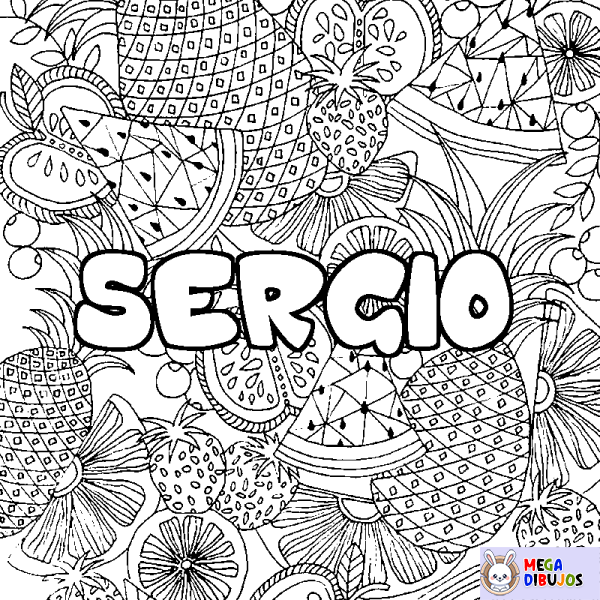 Coloración del nombre SERGIO - decorado mandala de frutas