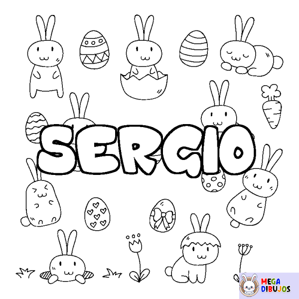 Coloración del nombre SERGIO - decorado Pascua