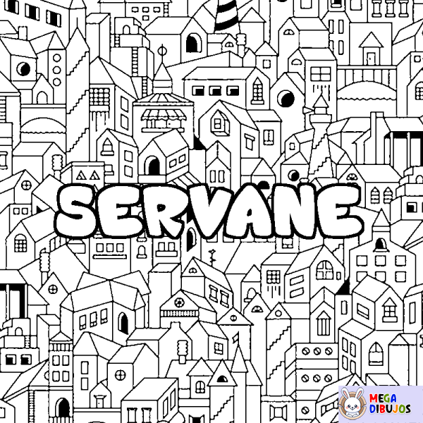 Coloración del nombre SERVANE - decorado ciudad