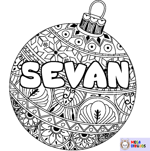 Coloración del nombre SEVAN - decorado bola de Navidad