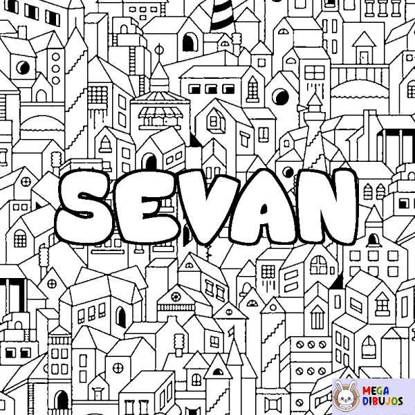 Coloración del nombre SEVAN - decorado ciudad