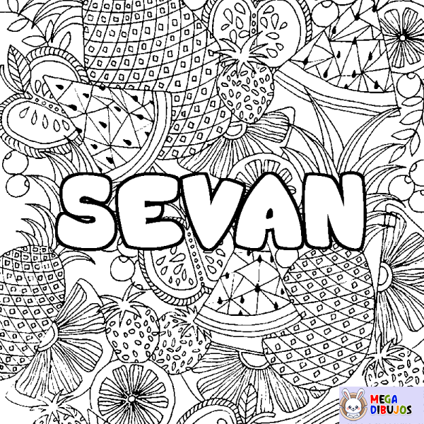 Coloración del nombre SEVAN - decorado mandala de frutas