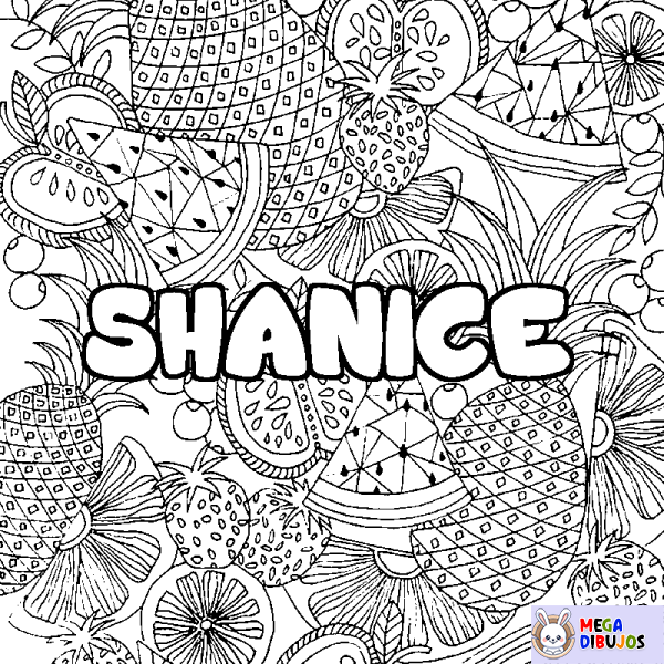 Coloración del nombre SHANICE - decorado mandala de frutas