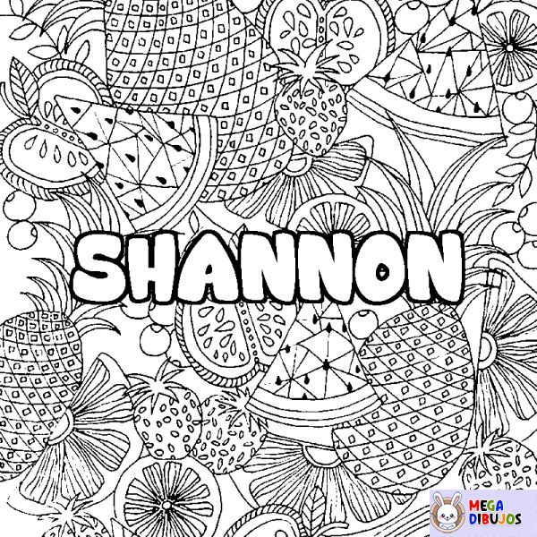 Coloración del nombre SHANNON - decorado mandala de frutas