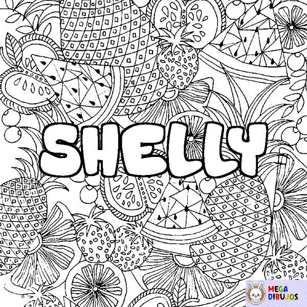 Coloración del nombre SHELLY - decorado mandala de frutas