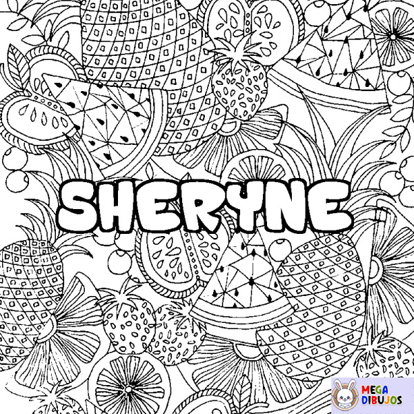 Coloración del nombre SHERYNE - decorado mandala de frutas